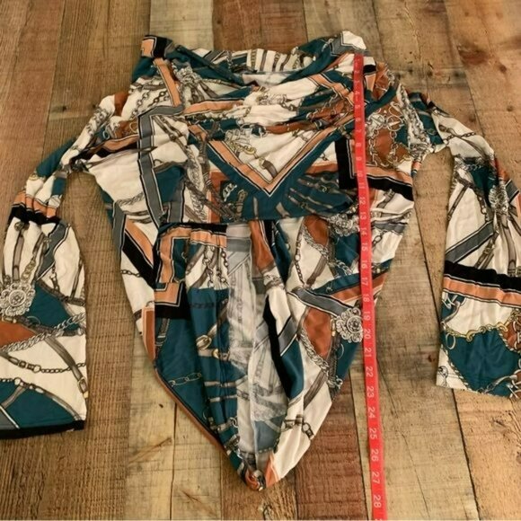 NWT Fashion Nova Matching Set XL | Chain Print Cowl Neck Top + Pants - Picture 3 of 13